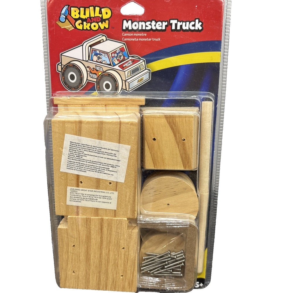 LOWE'S BUILD & GROW MONSTER TRUCK WOODEN TOY‎ MODEL KIT NEW